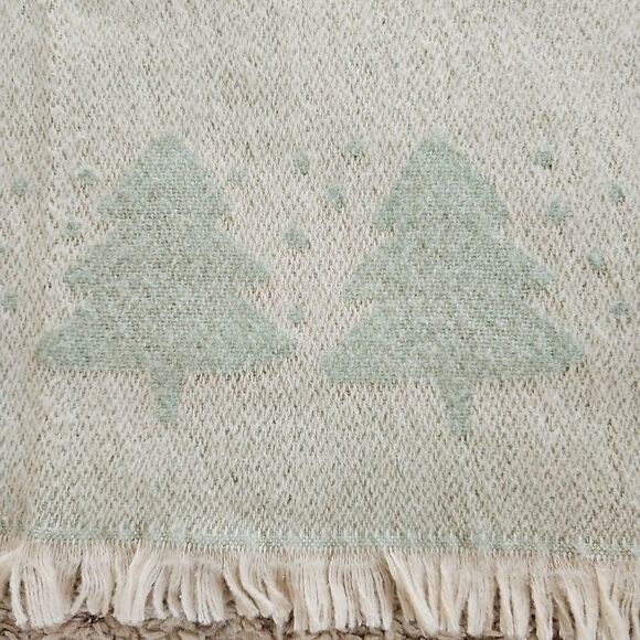 Antonio Salgado Jacquard Christmas Blanket Soft Green Fuzzy Trees Cotton - Picture 6 of 10
